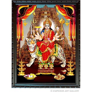                       Mperor Lord Durga Maa Digital Print With Wood Frame (18 X 13.4)Inch Religious Frame                                              