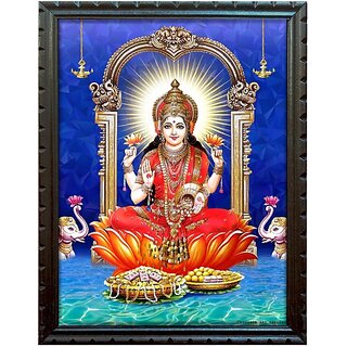                       Mperor Mperor God Lakshmi Photo Frame # Wood Frame With Glass# Size(17 X 12)In Religious Frame                                              