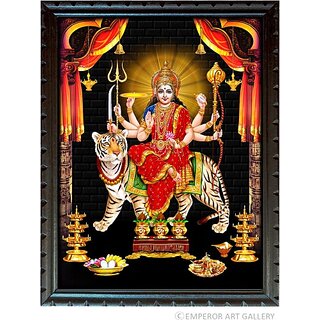                       Mperor Durga Maa Digital Reprint With Wood Frame (14 X 10)Inch Religious Frame                                              
