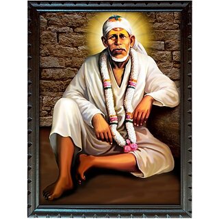                       Mperor Shirdi Sai Baba Photo Frame With Laminated Print And Wood Frame (18 X 13.4)Inch Religious Frame                                              