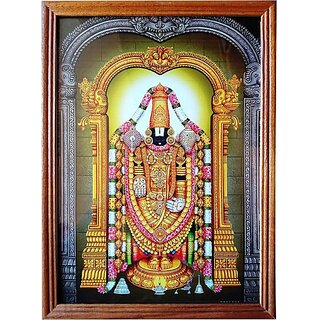                       Mperor God Venkateswara Swamy Photo Frame # Original Teak Wood Frame # Size (12.5 X 9.2)Inches # Religious Frame                                              