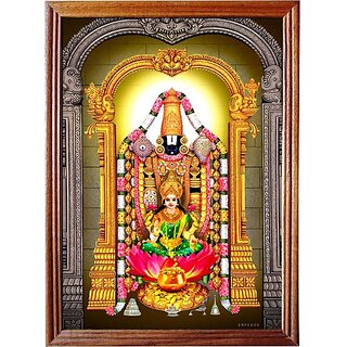                       Mperor Venkateswara Swamy With Lakshmi Photo Frame # Original Teak Wood Frame # Size (12.5 X 9.2)Inches Religious Frame                                              