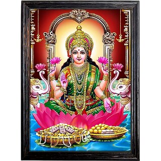                       Mperor Mperor God Lakshmi Photo Frame # Original Teakpalm Wood Frame With Natural Colour # Size (13 X 9.8)Inches # Religious Frame Religious Frame                                              