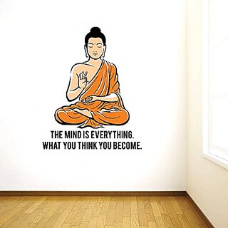                      Rawpockets Decals  and Peaceful Buddha and Quote on Mind  and Large Size ( Wall Coverage Area - Height 75 cms X Width 95 cms )(Pack of 1)Wall Sticker                                              