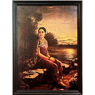                       mperor Radha In The Moon Light # Painting Canvas Print With Jungle Wood Frame# 20.4x 15 Canvas 20.4 inch x 15 inch Painting ()                                              
