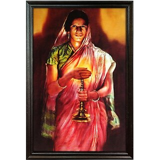                       mperor Lady With Lamp Digital Reprint With Lamination And Wood Frame, Size( 13.2 x19.6 Inch) Digital Reprint 19.6 inch x 13.2 inch Painting ()                                              
