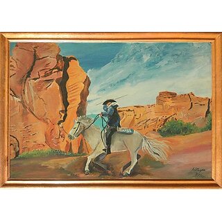                       mperor Emperor Art Gallery, Cow Boy art paintings ,# Size 14.2 X 19.5# Art canvas Print # Best for Gifting # Canvas 19.5 inch x 14.2 inch Painting ()                                              