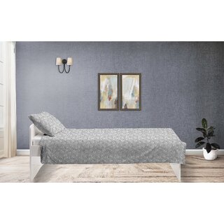 COTTON CANDY 190 TC Cotton Single Printed Bedsheet (Pack of 1, Grey)
