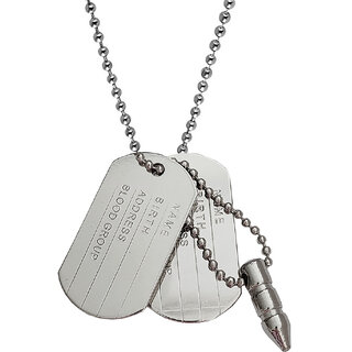                       M Men Style  Military Army Name Locket  Plain  Dog Tag  Silver  Zinc And Metal  Pendant                                              