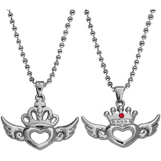                       M Men Style  Valentine  Gift  King  And  Queen  Crown  Silver   Zinc  And  Metal  Pendant                                              