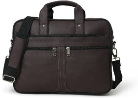 AQUADOR laptop cum messenger bag with Brown faux vegan leather(AB-S-1526-BROWN)