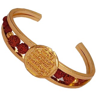 Buy Shining Jewel 24K Gold Plated Brass Rudraksha Chatrapati Shivaji  Rajmudra Kada Bracelet for Men at Amazonin