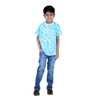                      Kid Kuboard Half-Sleeves Pure Cotton Round Neck Solid T-Shirt For Boy's (Pack of 1, Light Blue)                                              