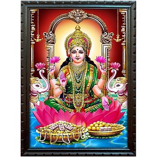                       Mperor God Lakshmi Photo Frame Wood Frame With Glass Size9.8 X 13.8in Ch R                                              