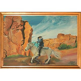                       mperor Emperor Art Gallery, Cow Boy art paintings Size 14.2 X 19.5# Art canvas Print # Best for Gifting # Canvas 19.5 inch x 14.2 inch Painting ()                                              