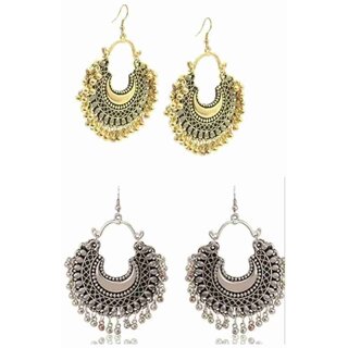                       Combo pack of 2 Fashionable Princess Charming Alloy Drops & Danglers (Silver, Gold)                                              