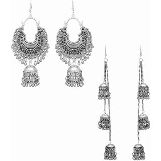                       Combo pack of 2 Fashionable Princess Charming Alloy Drops & Danglers (Silver)                                              