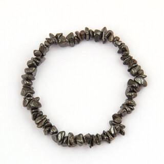                       Pearlz Ocean Silver Coloured Hematite Chips Beads Bracelet for Men and Women                                              