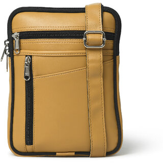                       MATRICE messenger bag with yellow faux vegan leather(NE-S-0792-Yellow)                                              