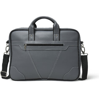                       MATRICE laptop cum messenger bag with Grey faux vegan leather(NE-S-0801-Grey)                                              