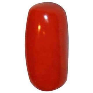 Parushi Gems 15 Ratti Created Munga Capsule Shaped Faceted Gemstone Red Coral Original Certified Gemstone For Unisex