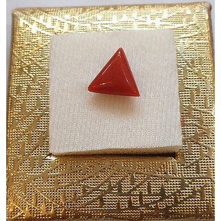                       Moonga Gemstone Natural 5 Carat Original Triangle Red Coral Stone Certified Lab Astrological Ceylonmine                                              