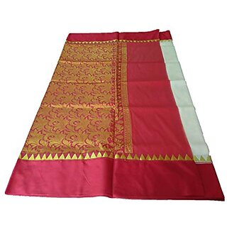                       Db Desh Bidesh Women's Bengal Tant Premium Garad Cotton Silk Saree With Blouse Piece (Dbsaree230219Wbg1 White And Red)                                              