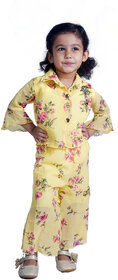 kid Kupboard Pure Cotton T-Shirt and Plazzo For Girls  Yellow  Full-Sleeves