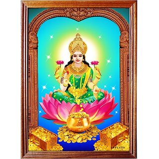                       mperor God Lakshmi Photo Frame # Original Teak Wood Frame # Size (12.5 x 9.2)Inches # Digital Reprint 12.5 inch x 9.2 inch Painting ()                                              