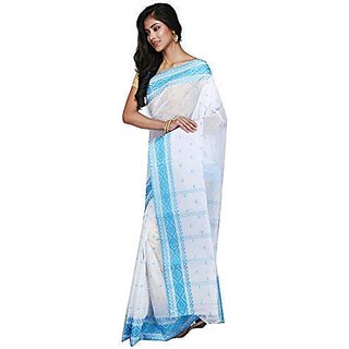                       Db Desh Bidesh Women Pure Cotton Traditional Handloom Noksa Woven Design Bengal Tant Saree Without Blouse Pcs                                              