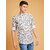 2DUDES BY RDG Men's Printed White Poly Linen Slim Fit Banded Collar Casual Kurta Shirt