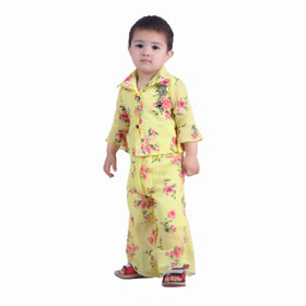 Kid Kupboard Pure Cotton T-Shirt and Plazzo For Baby Girl's | Full-Sleeves | Yellow