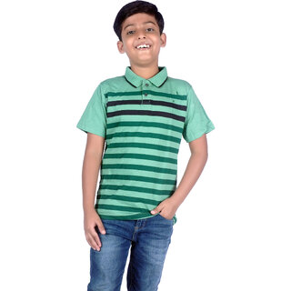                       Kid Kupboard Pure Cotton Collared Neck Boy's T-Shirt | Pack of 1 | Half-Sleeves | Light Green                                              