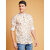 2DUDES BY RDG Men's Printed White Poly Linen Banded Collar Slim Fit Casual Kurta Shirt