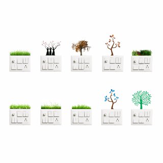                       Pvc Multicolor Switch Board Wall Sticker (Size-35 X 38 Cm) - Pack of 10                                              