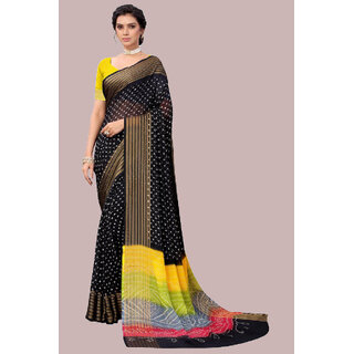                       bhuwal fashion bhandhani print chiffon saree with blouse                                              