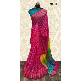 bhuwal fashion bhandhani print chiffon saree with blouse