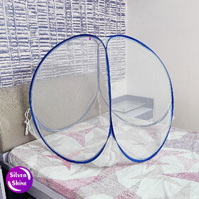 Foldable Baby Mosquito Net for 0 to 36 Months Year Old Baby White Color and Blue Border