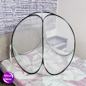 Polyester Washable Foldable Baby Mosquito Net White Color and Black Border for Baby
