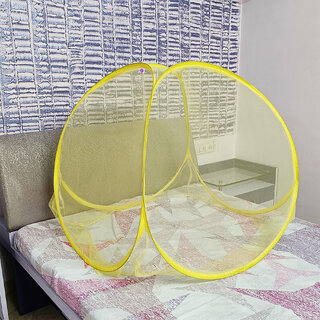 Polyester Washable Foldable Baby Mosquito Net for Baby Yellow Color