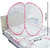 Baby Mosquito Net Polyester Foldable for Baby White Color and Pink Border