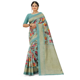                       SVB Saree Green Colour Art Silk Printed Saree                                              