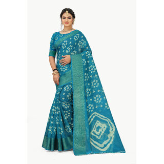                       SVB Saree Light Blue Colour Bandhani  Cotton Printed Saree                                              