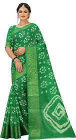 SVB Saree Green Colour Bandhani  Cotton Printed Saree