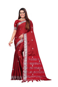 SVB Sarees Red Colour Cotton Embellished Saree