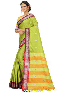 SVB Sarees Yellow Colour Cotton Embellished Saree