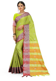 SVB Sarees Yellow Colour Cotton Embellished Saree