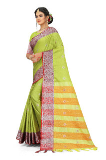 SVB Sarees Yellow Colour Cotton Embellished Saree