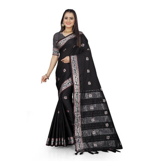 SVB Sarees Black Colour Cotton Embellished Saree SVB Sarees Black Colour Cotton Embellished Saree