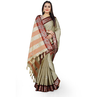                       SVB Sarees Cream Colour Cotton Embellished Saree                                              